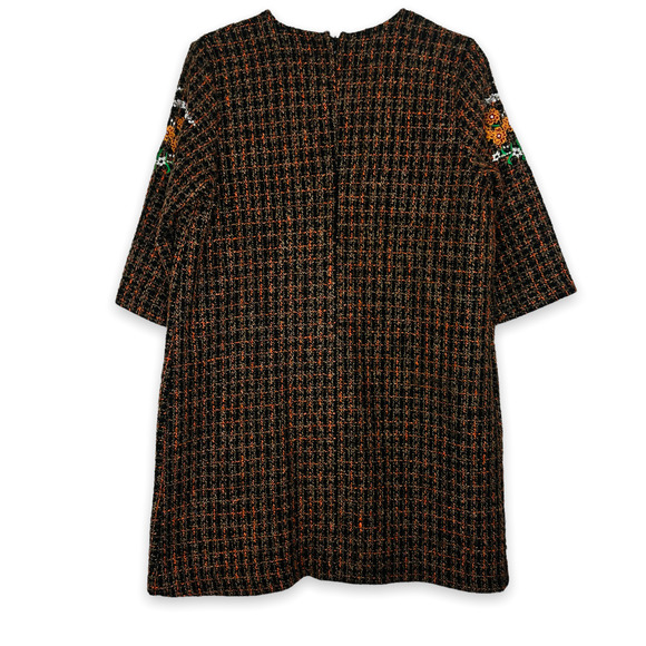 Zara Tweed Floral Embroidered Shift Dress - Picture 4 of 10